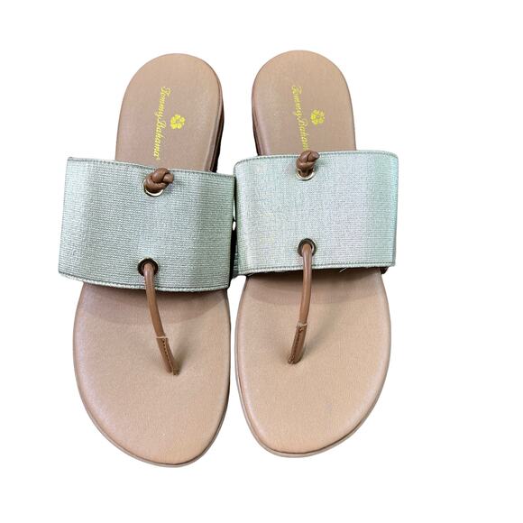 Tommy Bahama Metallic Gold Blanchey Thong Sandals 10M - Picture 2 of 9